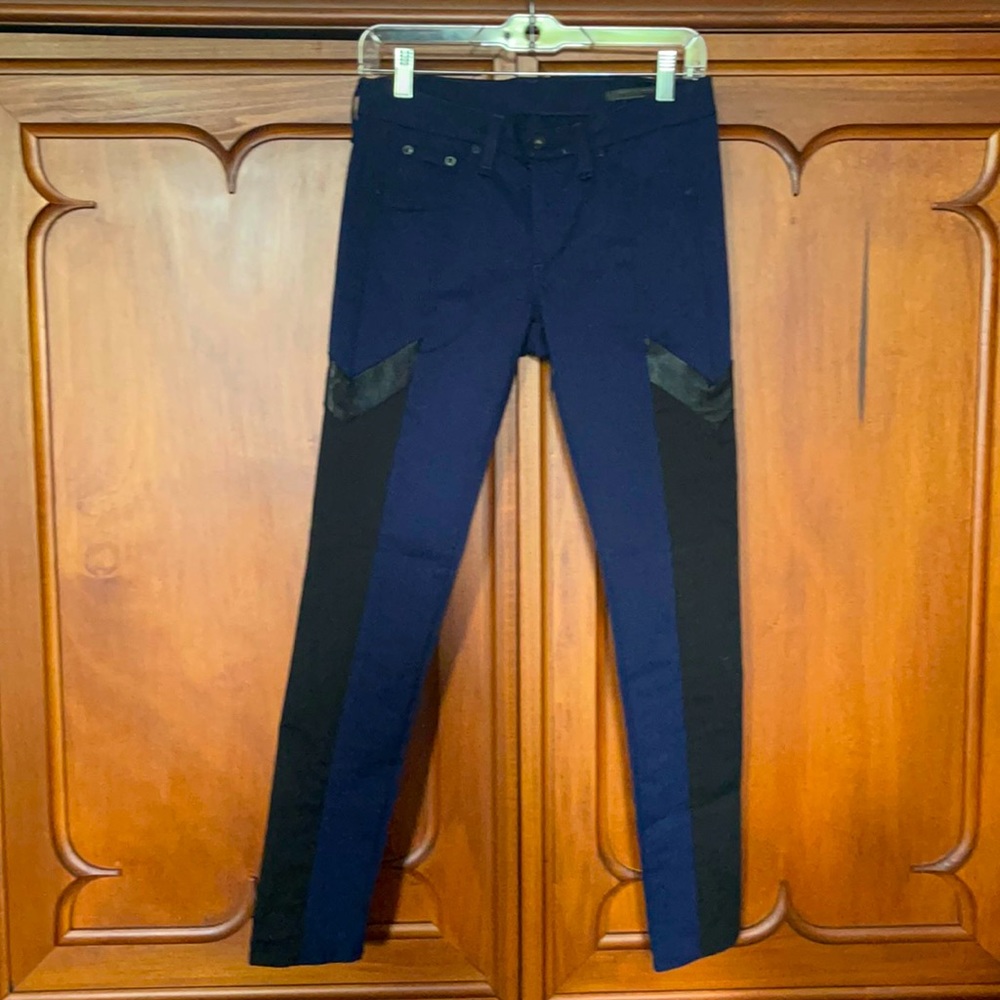 Rag & Bone alifax Leather Panel Motocross Jeans 27